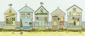 Click for more details of New England : Beach Huts (cross stitch) by Bothy Threads