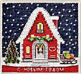 Click/tap for more details of New Year's House Magnet (cross stitch) by Oven Company