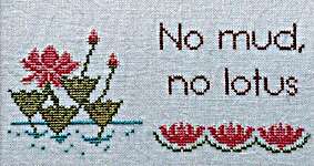 Click/tap for more details of No Mud, No Lotus (cross stitch) by Mojo Stitches