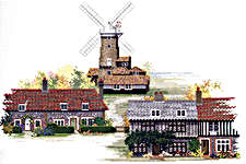 Click for more details of Norfolk Village (cross stitch) by Rose Swalwell