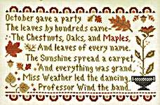 Click/tap for more details of October's Party (cross stitch) by Little House Needleworks
