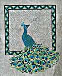 Click/tap for more details of Ode to a Peacock (cross stitch) by Jan Hicks
