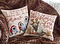 Click/tap for more details of Oh Deer Cushion (cross stitch) by Permin of Copenhagen