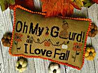 Click/tap for more details of Oh My Gourd (cross stitch) by Needle Bling Designs