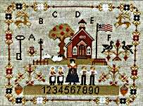 Click/tap for more details of Old School on Prairie (cross stitch) by Twin Peak Primitives