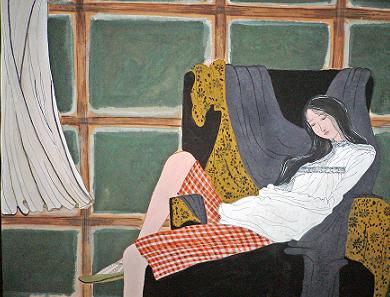 Click for more details of On The Couch (watercolour on paper) by Abhilasha Singh