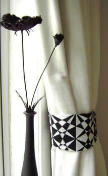 Click/tap for more details of Op Art Curtain Tie Backs (cross stitch) by Anne Peden
