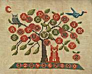 Click/tap for more details of Orange Tree Sampler (cross stitch) by Carriage House Samplings