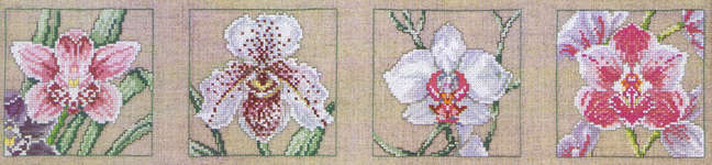 Click for more details of Orchid Quartet (cross stitch) by Permin of Copenhagen