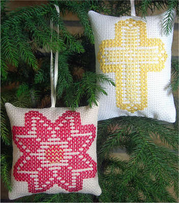 Click for more details of Ornaments 2 Cross/Poinsettia (swedish weaving) by Swedish Weave Designs