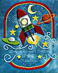 Click/tap for more details of Out Of This World Birth Sampler (cross stitch) by Stoney Creek