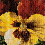 Click for more details of Pansy - Yellow and Dark Red (cross stitch) by Thea Gouverneur