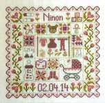 Click/tap for more details of Patchwork Baby (cross stitch) by Jardin Prive