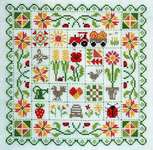 Click/tap for more details of Patchwork Ete (cross stitch) by Jardin Prive