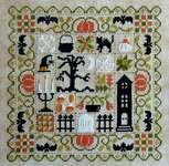 Click/tap for more details of Patchwork Halloween (cross stitch) by Jardin Prive