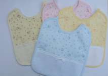 Patterned Baby Bibs with Aida Pocket - Pale Blue