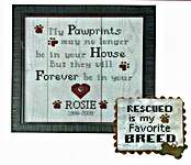 Click for more details of Pawprints On My Heart (cross stitch) by Rosie and Me