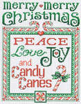 Click for more details of Peace and Candy Canes (cross stitch) by Sue Hillis Designs