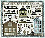 Click/tap for more details of Peace and Plenty Farm (cross stitch) by Kathy Barrick