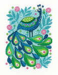 Click/tap for more details of Peacock (cross stitch) by Karen Carter