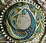 Click/tap for more details of Peacock Pin Cushion (cross stitch) by Cottage Garden Samplings