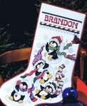 Click/tap for more details of Penguin Joy Stocking (cross stitch) by Stoney Creek