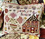 Click/tap for more details of Peony House (cross stitch) by Pansy Patch Quilts and Stitchery
