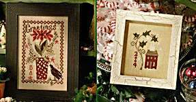 Click/tap for more details of Peppermint and Holly (cross stitch) by Blackbird Designs