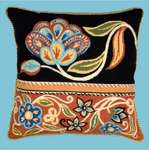 Click/tap for more details of Persian Flowers in Black and Red (tapestry) by Glorafilia
