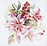 Click/tap for more details of Pink Lilies (cross stitch) by Magic Needle
