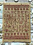 Click/tap for more details of Pink Paper Sampler (cross stitch) by Lucy Beam