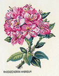 Click/tap for more details of Pink Rhododendron (cross stitch) by Eva Rosenstand