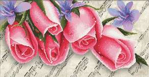 Click for more details of Pink Roses and Music (cross stitch) by Needleart World