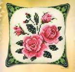 Click for more details of Pink Roses Cushion Front (tapestry) by Vervaco