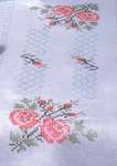 Pink Roses Table Runner - Cross Stitch