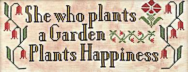 Click/tap for more details of Plant Happiness (cross stitch) by Carriage House Samplings