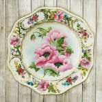 Click/tap for more details of Plate with Pink Poppies (embroidery) by Riolis