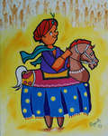 Click for more details of POIKAL KUDHIRAI  (dummy horse danciny) (oil on board) by ragunath