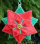 Click for more details of Poinsettia Christmas Tree Ornament (ribbon embroidery) by Anne Peden