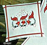 Click/tap for more details of Polka Elfs Cushion (cross stitch) by Permin of Copenhagen