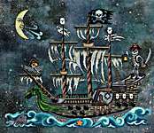 Click/tap for more details of Poltergeist Pirates (cross stitch) by Glendon Place