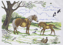 Click for more details of Pony with Foal (cross stitch) by Eva Rosenstand