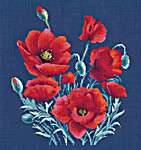 Click for more details of Poppies on Blue (cross stitch) by Oven Company