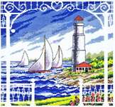 Click/tap for more details of Porch Scene (cross stitch) by Imaginating