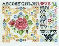 Click/tap for more details of Postcard of Love (cross stitch) by Rosewood Manor