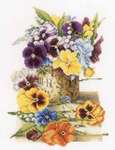 Click for more details of Pot of Pansies (cross stitch) by Marjolein Bastin