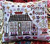 Click/tap for more details of Potting House (cross stitch) by Pansy Patch Quilts and Stitchery