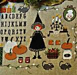 Click/tap for more details of Pozioni, Incantesimi E Marmellate Di Zucca (Spells, Potions and Pumpkin Jamse) (cross stitch) by Lilli Violette