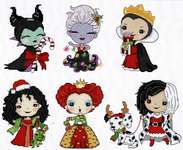 Click/tap for more details of Princesses Of Evil Celebrate Christmas (cross stitch) by Les Petites Croix de Lucie