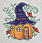 Click/tap for more details of Pumpkin Cottage (cross stitch) by Artmishka